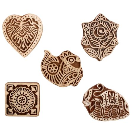 Set of 5 Piece New Mix Wooden Printing Block